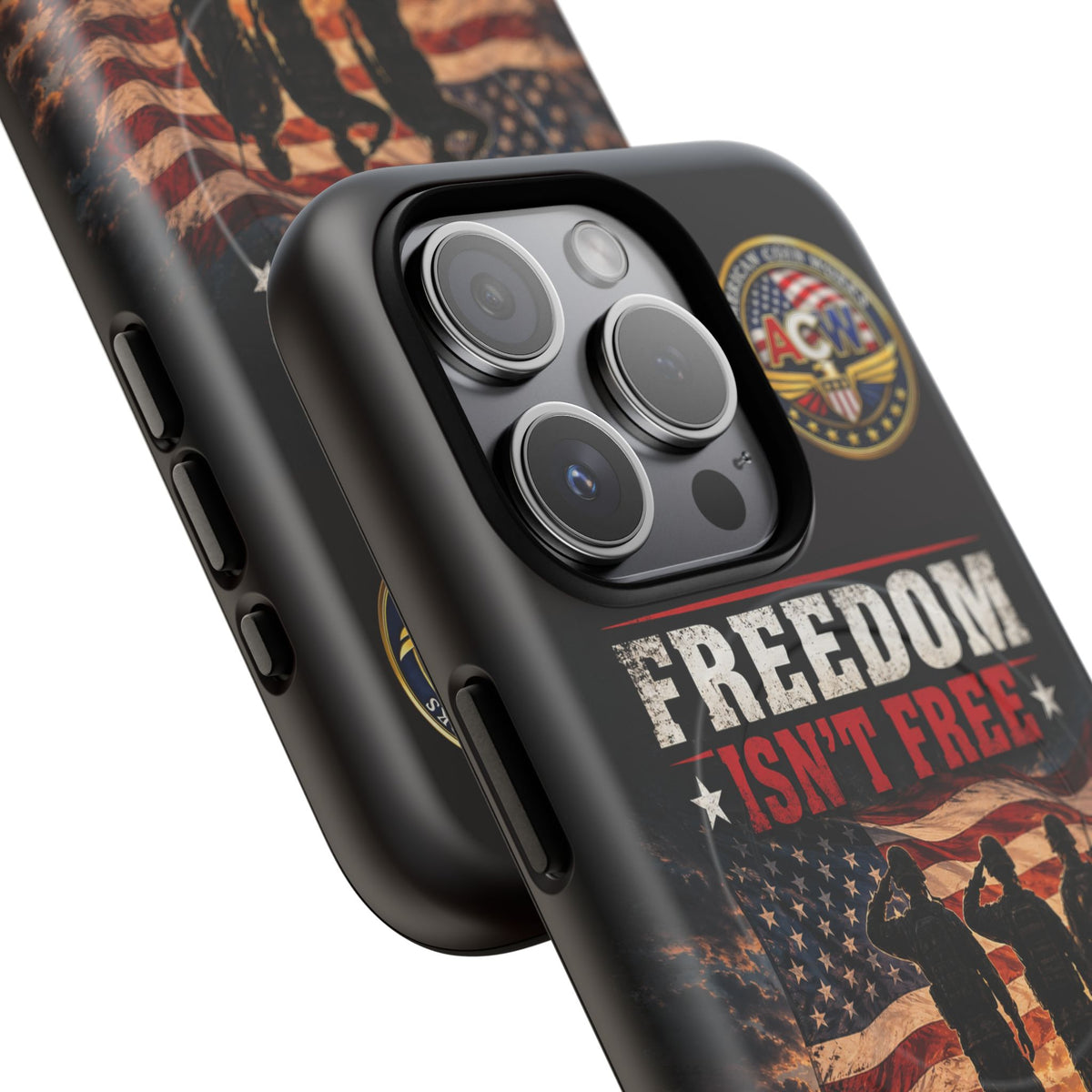 Freedom Isn't Free Military Phone Case – Tough Magnetic Phone Case, Patriotic 'Standing Proud With Our Troops' Design