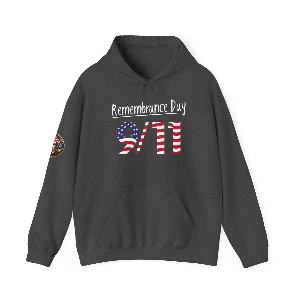 Remembrance Day 9/11 Hoodie — American Flag & Twin Towers Tribute