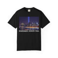 9/11 Tribute T-Shirt — "Remember. Honor. Rise." Skyline Tribute Tee