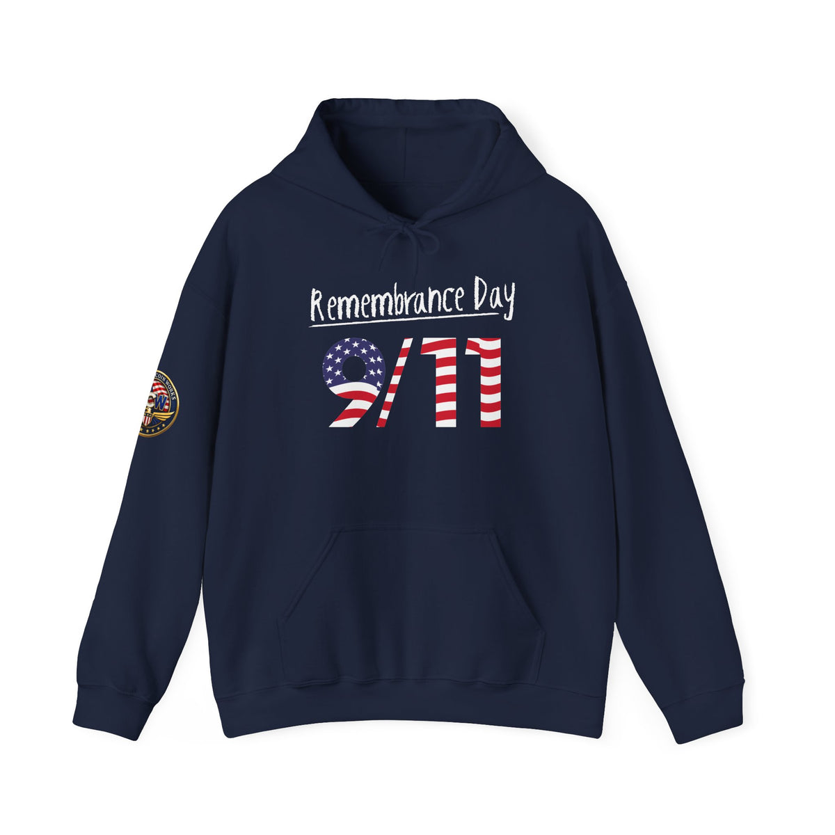 Remembrance Day 9/11 Hoodie — American Flag & Twin Towers Tribute