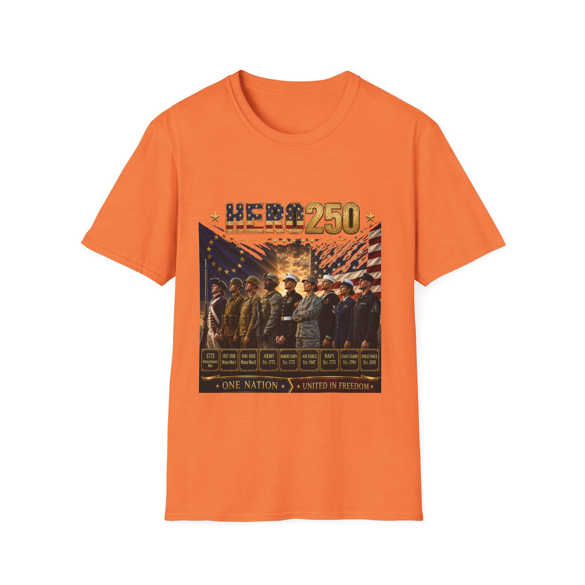 HERO250 Patriotic T-Shirt | 250 Years of Honor | One Nation United in Freedom