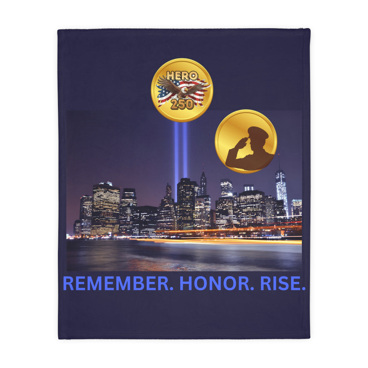 9/11 Tribute Blanket — "Remember. Honor. Rise." Velveteen Microfiber Memorial Throw