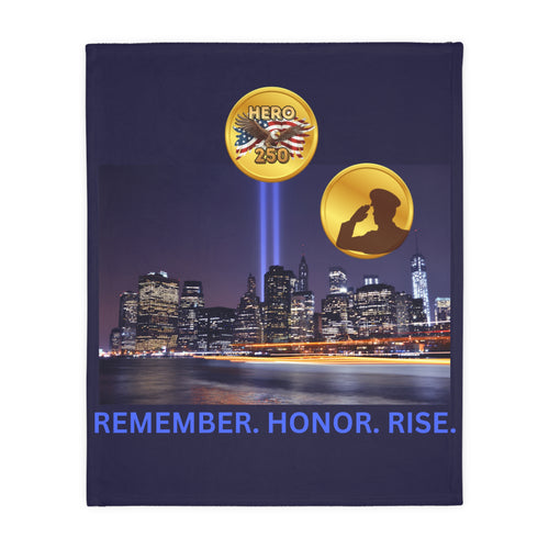 9/11 Tribute Blanket — "Remember. Honor. Rise." Velveteen Microfiber Memorial Throw