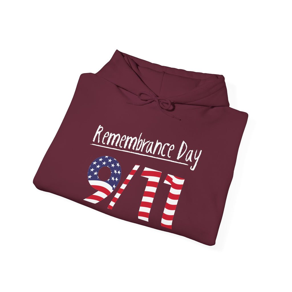 Remembrance Day 9/11 Hoodie — American Flag & Twin Towers Tribute