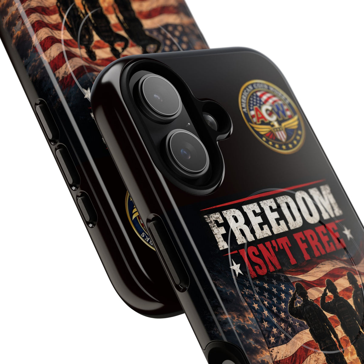 Freedom Isn't Free Military Phone Case – Tough Magnetic Phone Case, Patriotic 'Standing Proud With Our Troops' Design