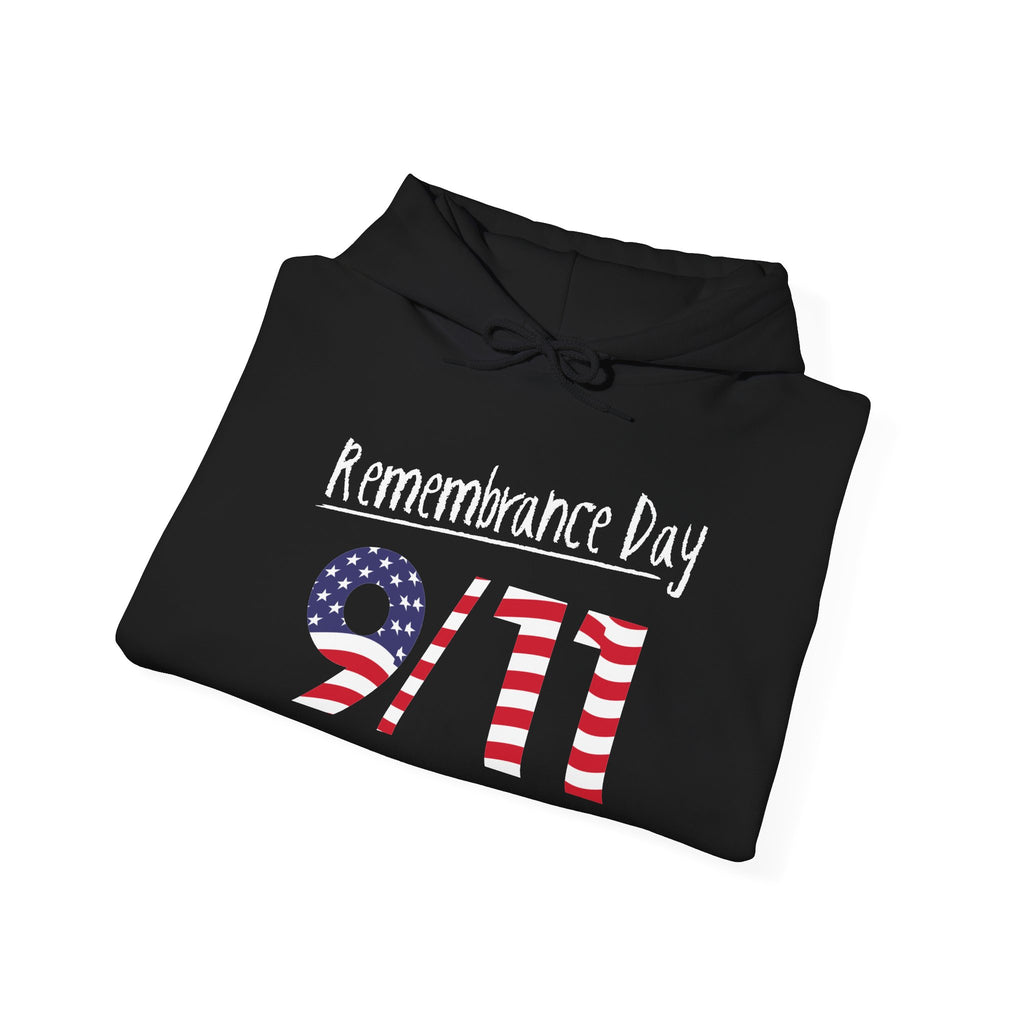 Remembrance Day 9/11 Hoodie — American Flag & Twin Towers Tribute