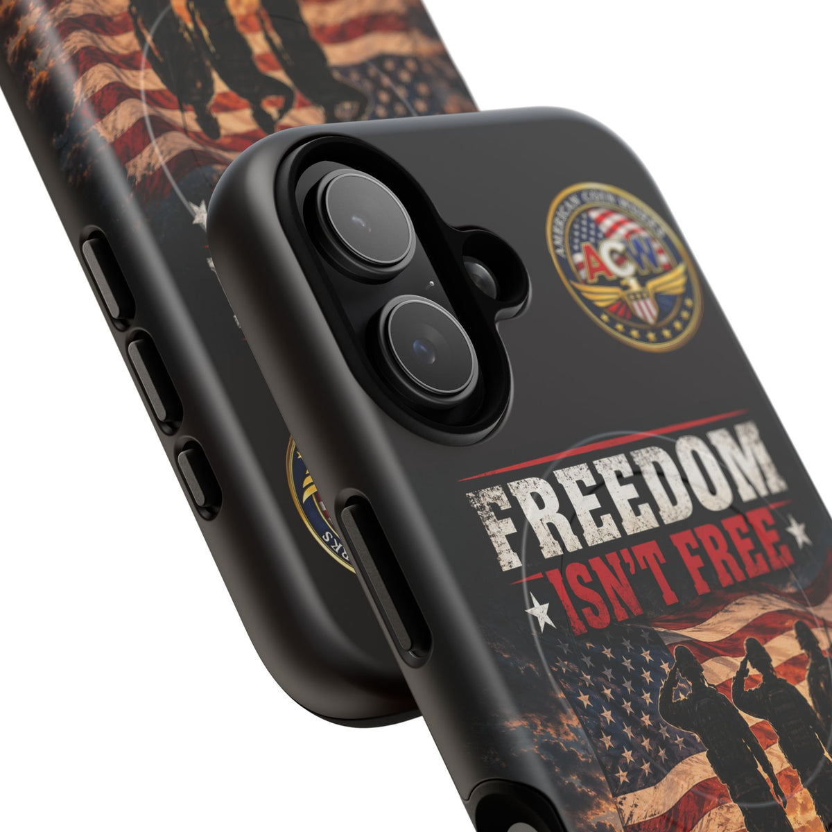 Freedom Isn't Free Military Phone Case – Tough Magnetic Phone Case, Patriotic 'Standing Proud With Our Troops' Design