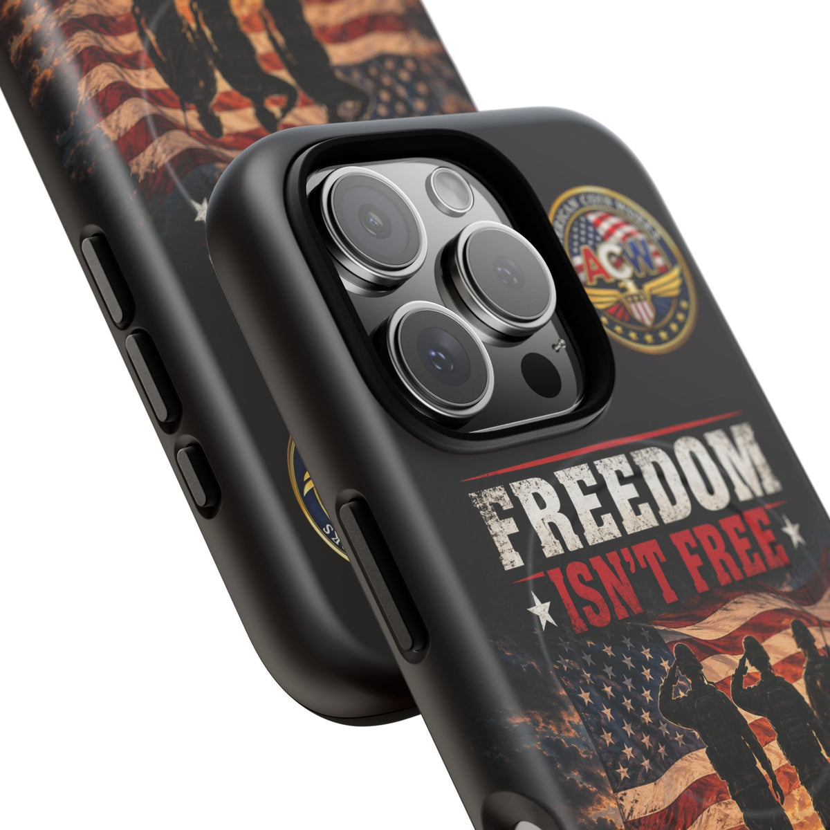 Freedom Isn't Free Military Phone Case – Tough Magnetic Phone Case, Patriotic 'Standing Proud With Our Troops' Design