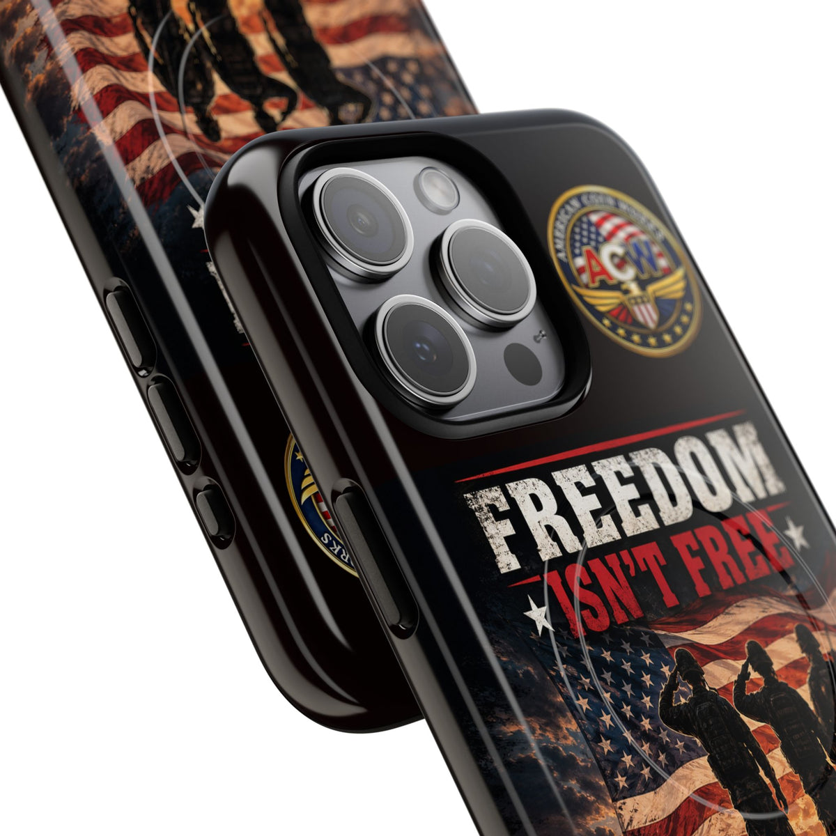 Freedom Isn't Free Military Phone Case – Tough Magnetic Phone Case, Patriotic 'Standing Proud With Our Troops' Design