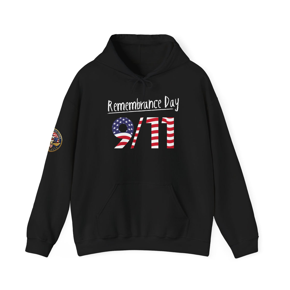 Remembrance Day 9/11 Hoodie — American Flag & Twin Towers Tribute