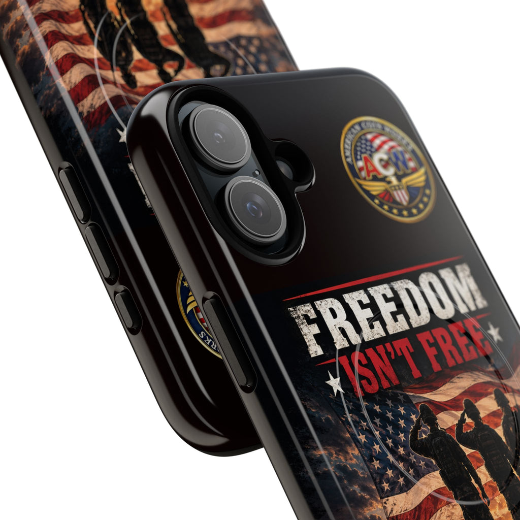 Freedom Isn't Free Military Phone Case – Tough Magnetic Phone Case, Patriotic 'Standing Proud With Our Troops' Design