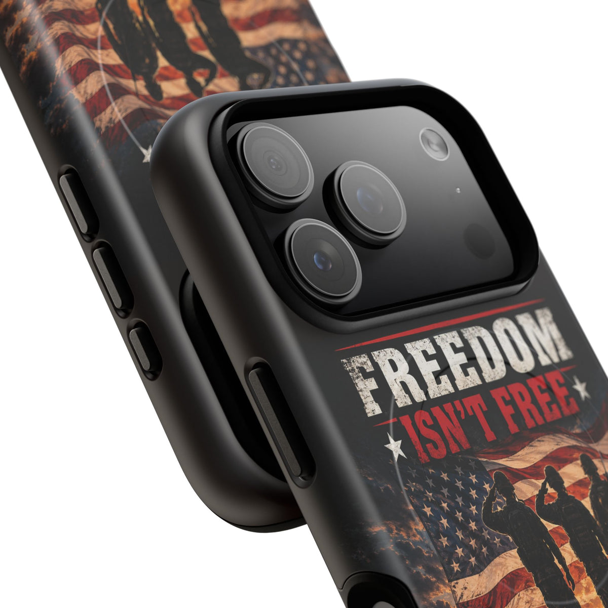 Freedom Isn't Free Military Phone Case – Tough Magnetic Phone Case, Patriotic 'Standing Proud With Our Troops' Design