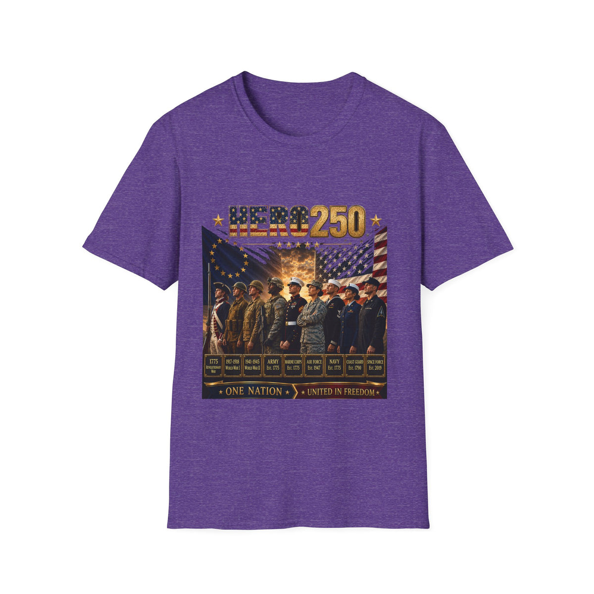 HERO250 Patriotic T-Shirt | 250 Years of Honor | One Nation United in Freedom