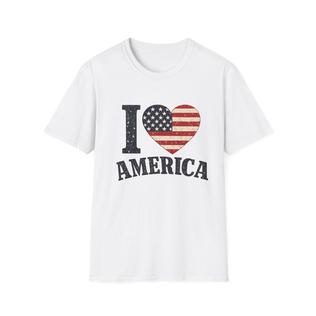 I Love America Patriotic T-Shirt | Vintage USA Flag Heart Tee