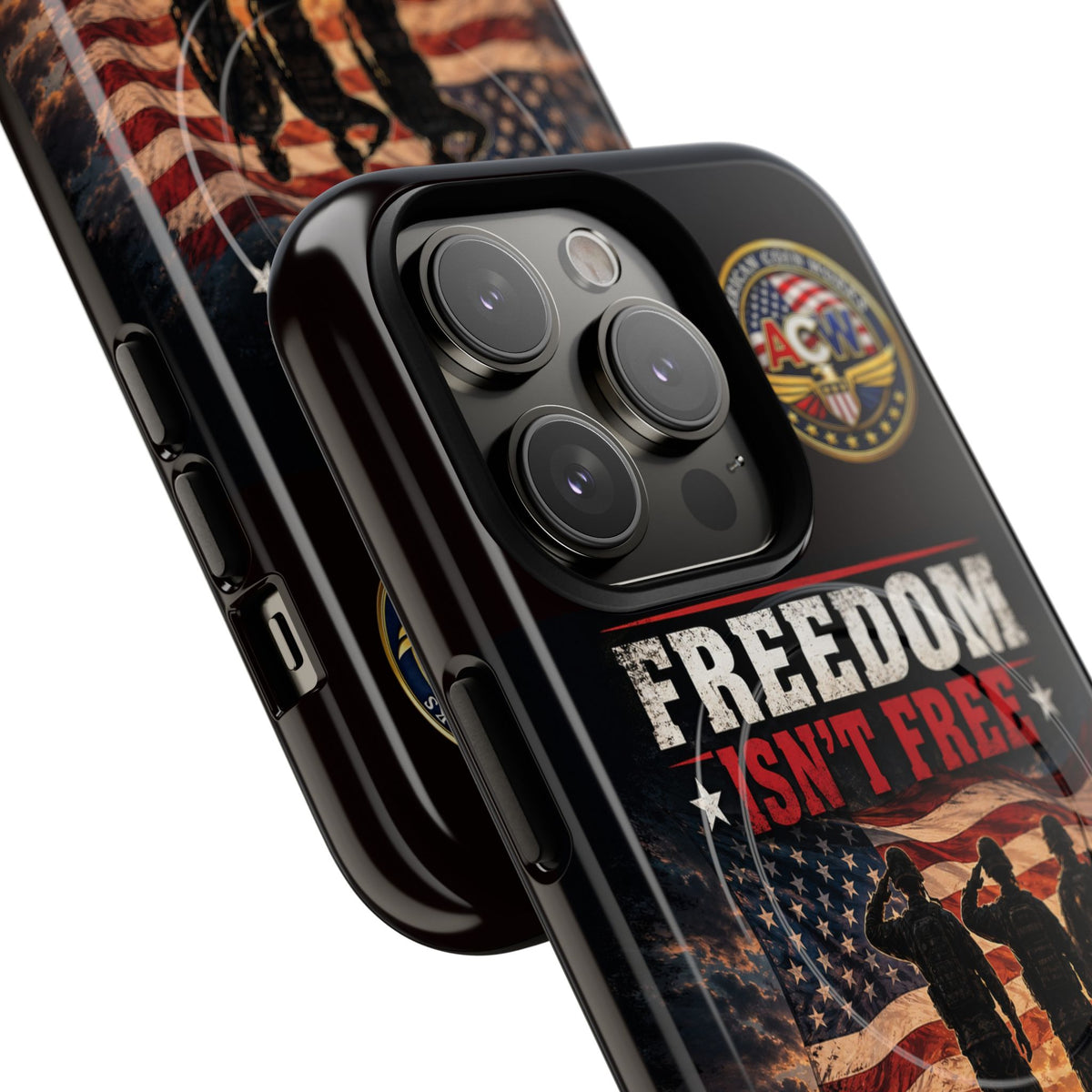 Freedom Isn't Free Military Phone Case – Tough Magnetic Phone Case, Patriotic 'Standing Proud With Our Troops' Design