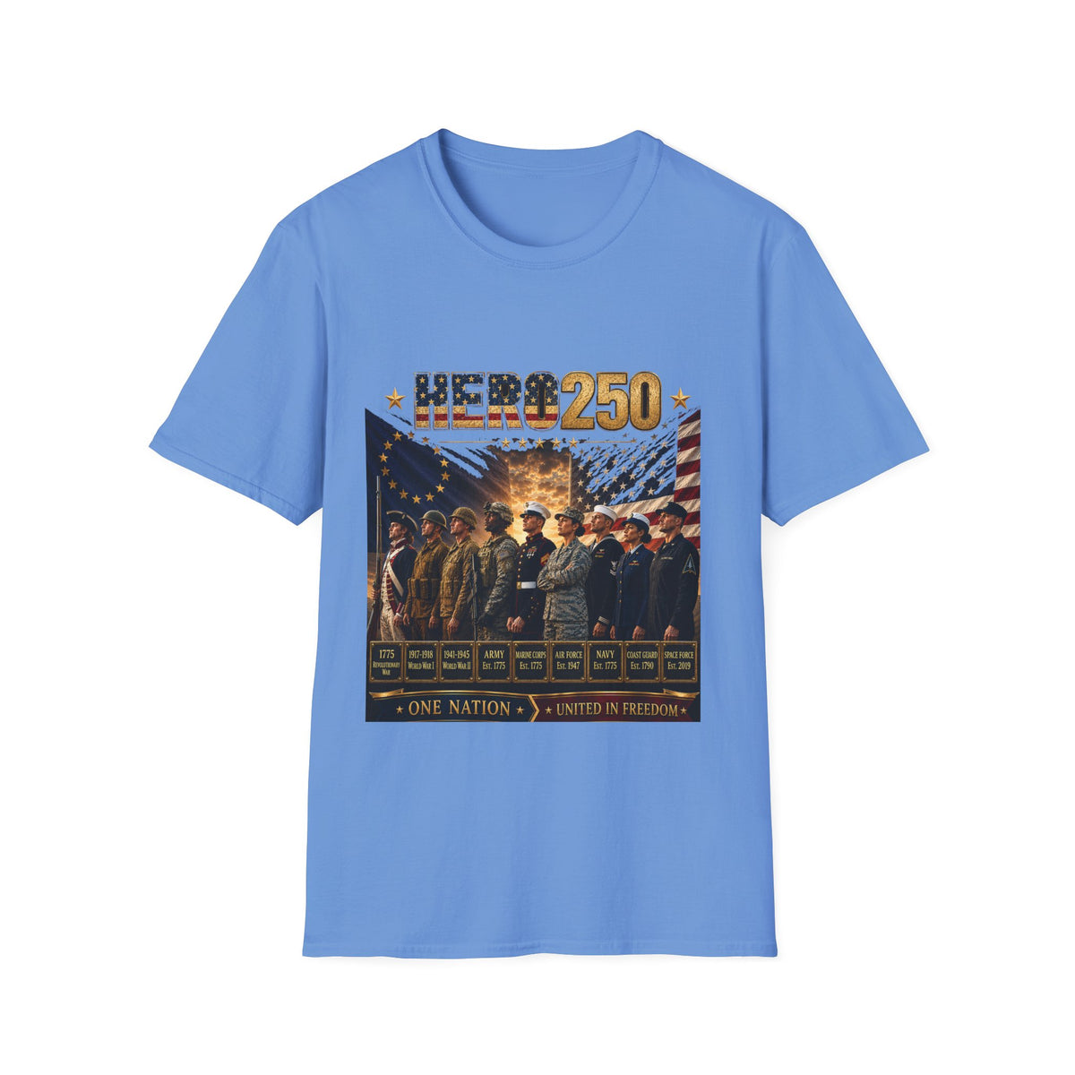 HERO250 Patriotic T-Shirt | 250 Years of Honor | One Nation United in Freedom