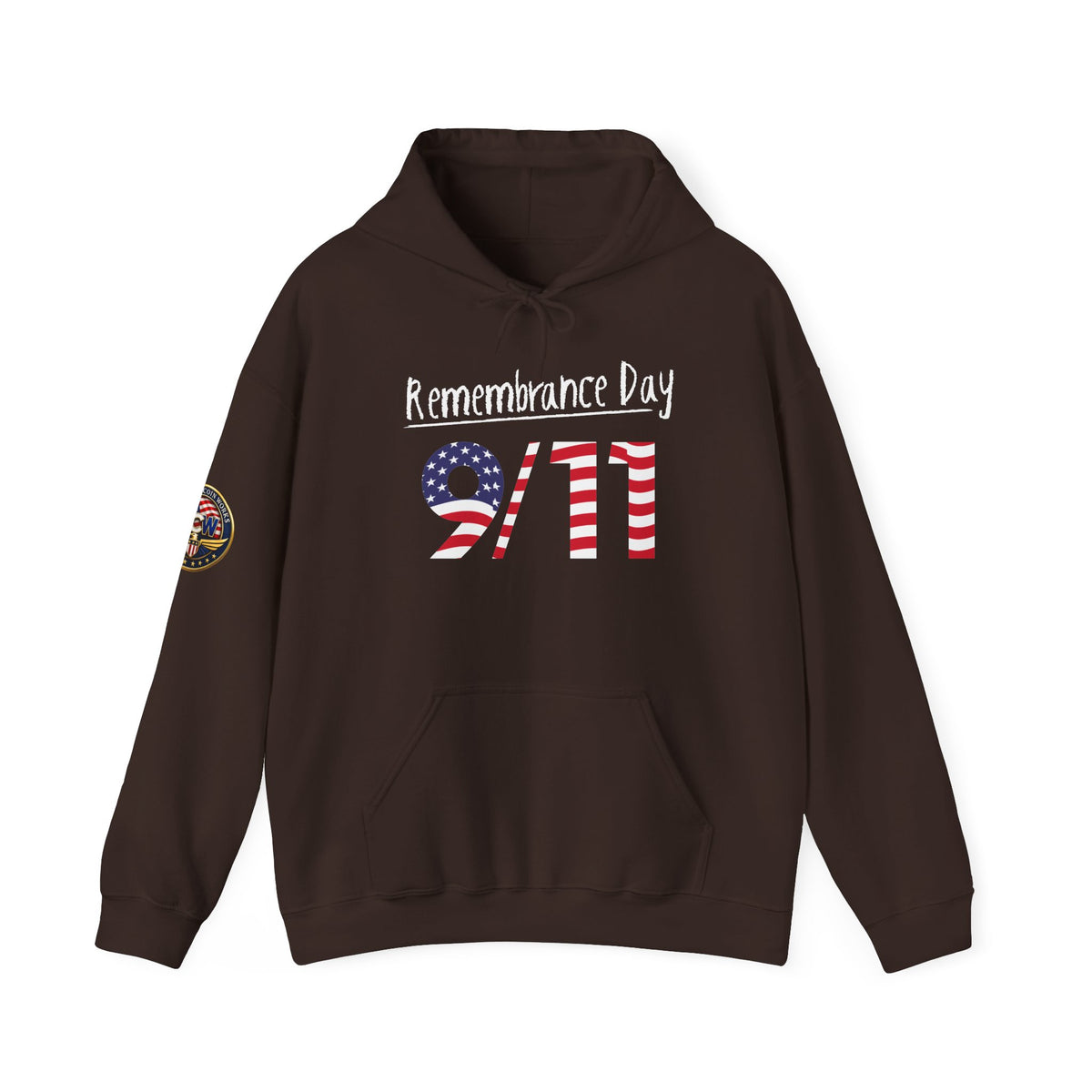 Remembrance Day 9/11 Hoodie — American Flag & Twin Towers Tribute