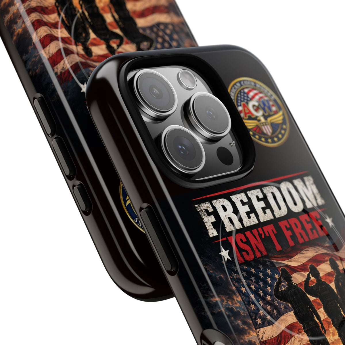 Freedom Isn't Free Military Phone Case – Tough Magnetic Phone Case, Patriotic 'Standing Proud With Our Troops' Design