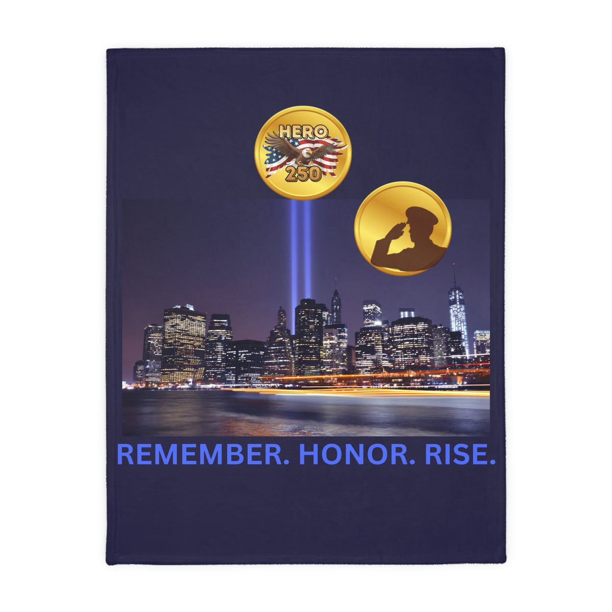 9/11 Tribute Blanket — "Remember. Honor. Rise." Velveteen Microfiber Memorial Throw