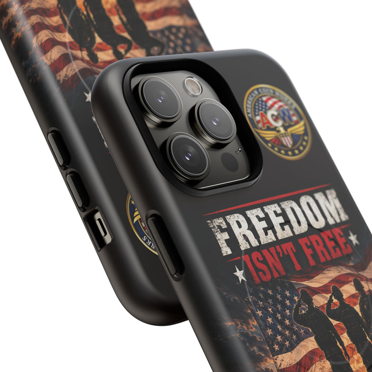 Freedom Isn't Free Military Phone Case – Tough Magnetic Phone Case, Patriotic 'Standing Proud With Our Troops' Design