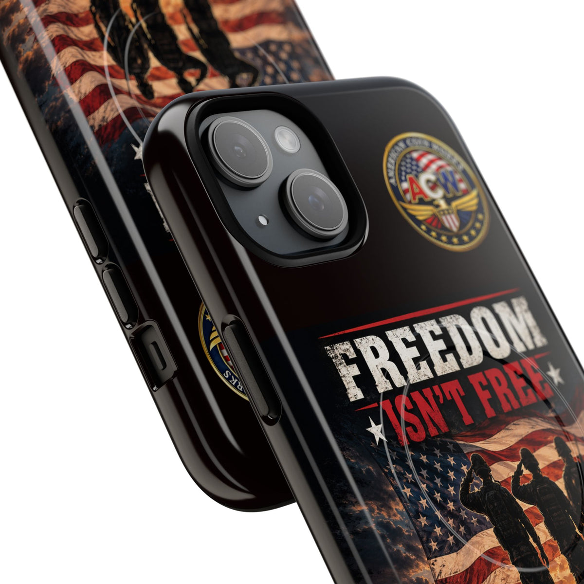 Freedom Isn't Free Military Phone Case – Tough Magnetic Phone Case, Patriotic 'Standing Proud With Our Troops' Design