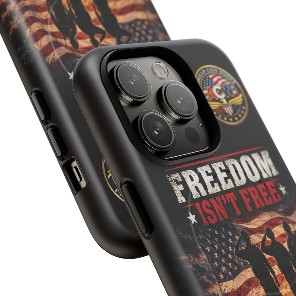 Freedom Isn't Free Military Phone Case – Tough Magnetic Phone Case, Patriotic 'Standing Proud With Our Troops' Design