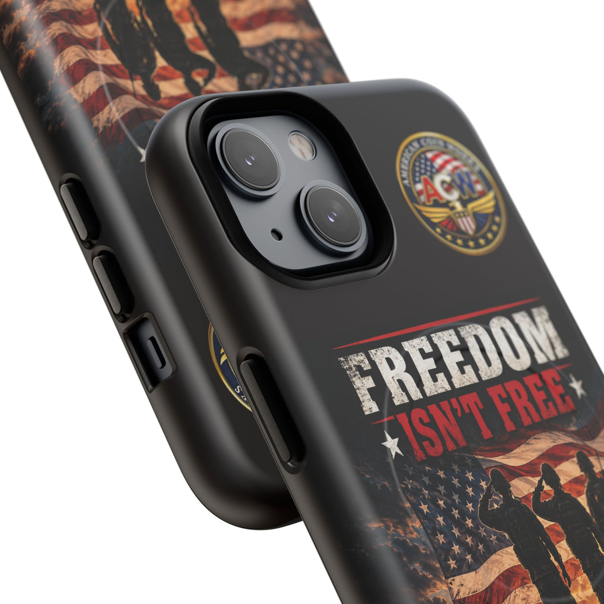 Freedom Isn't Free Military Phone Case – Tough Magnetic Phone Case, Patriotic 'Standing Proud With Our Troops' Design