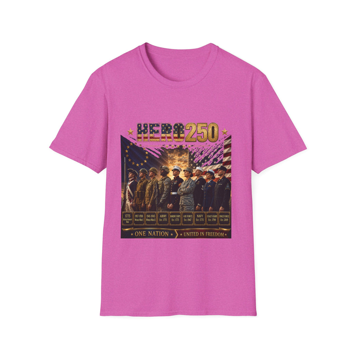 HERO250 Patriotic T-Shirt | 250 Years of Honor | One Nation United in Freedom