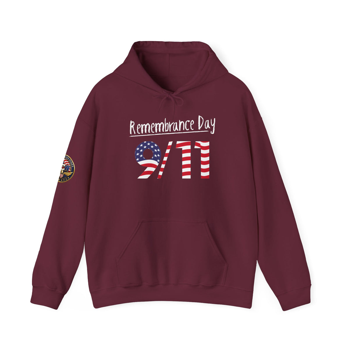 Remembrance Day 9/11 Hoodie — American Flag & Twin Towers Tribute