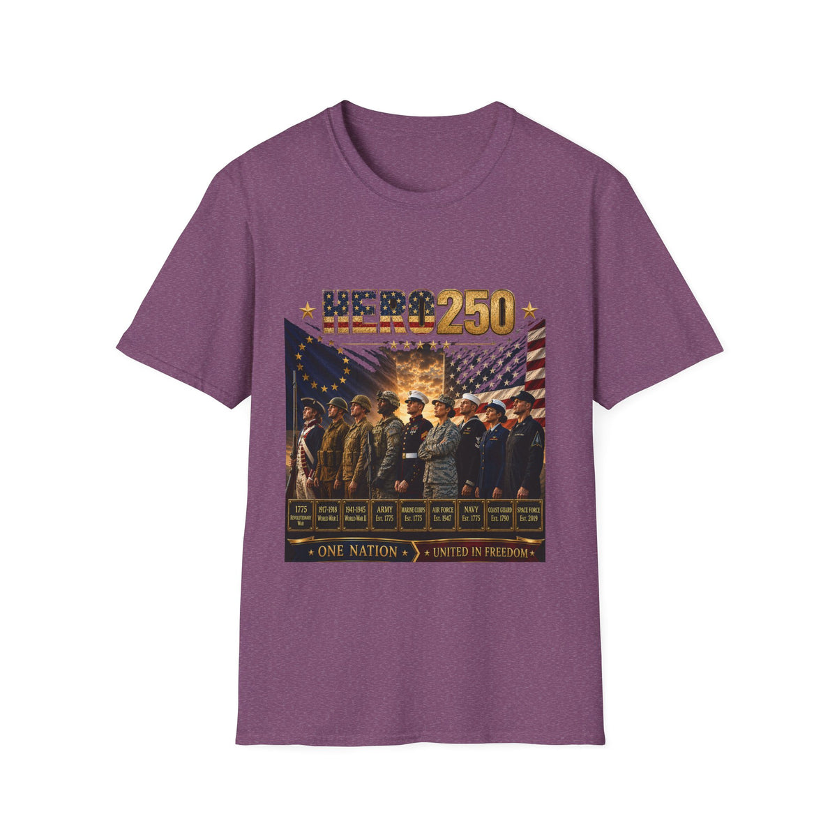 HERO250 Patriotic T-Shirt | 250 Years of Honor | One Nation United in Freedom